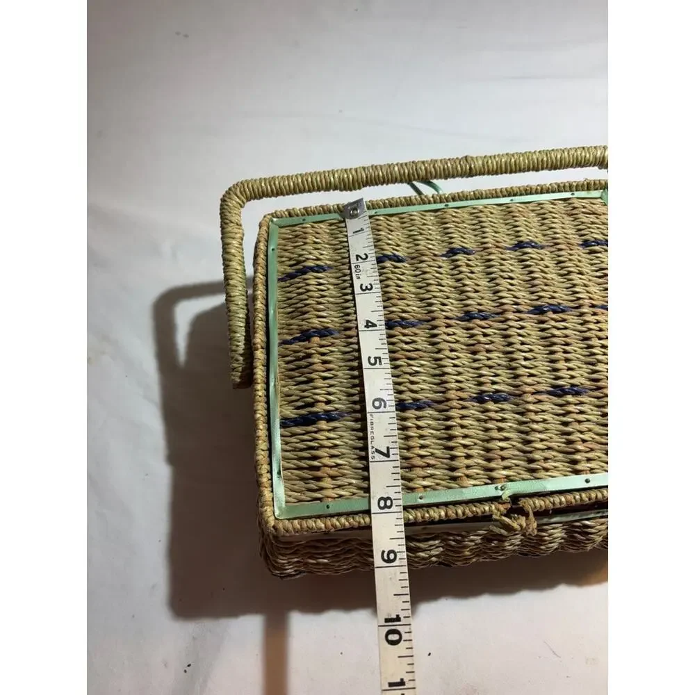 Vintage Woven Sewing Basket with Satin Lining